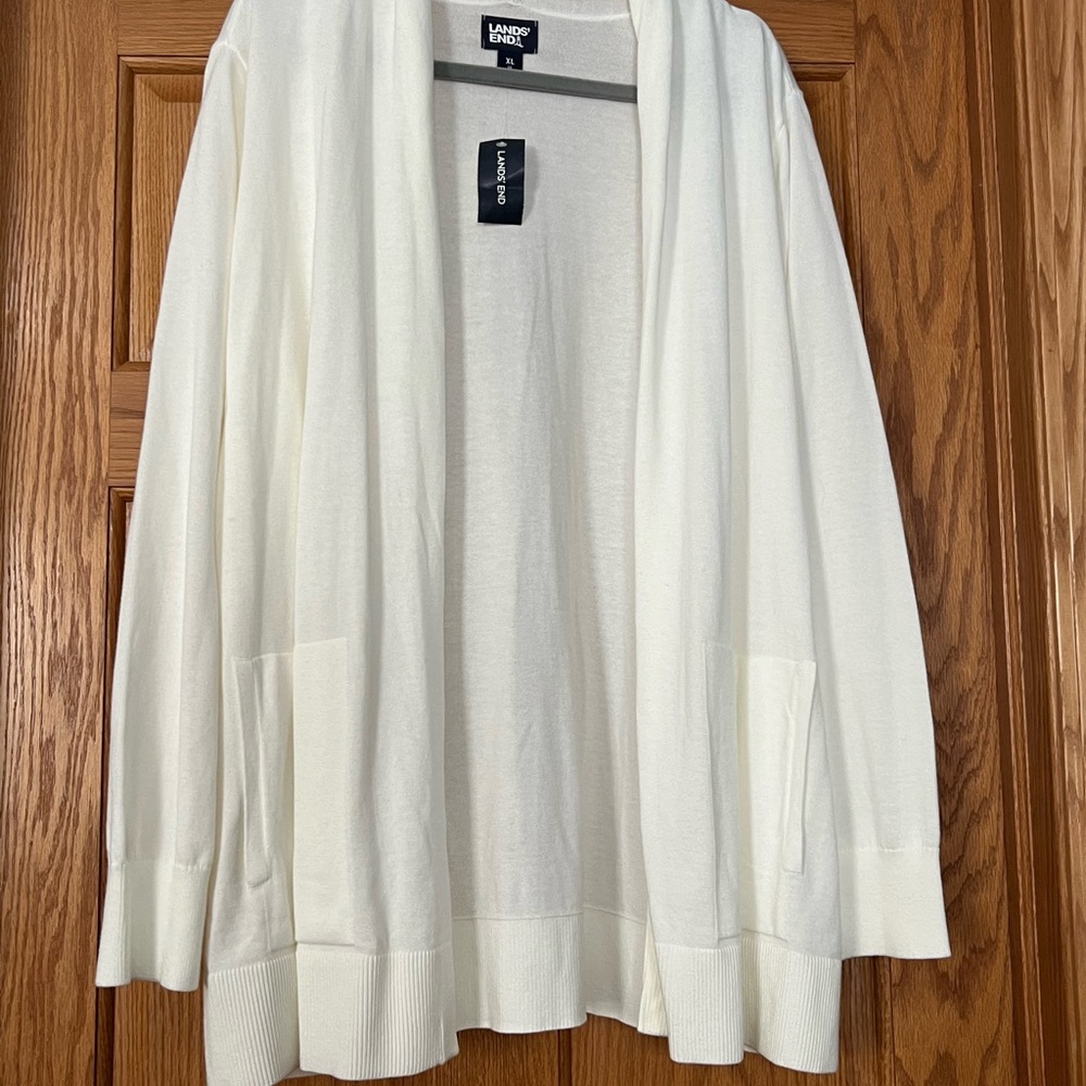 Lands' End Ivory Cardigan